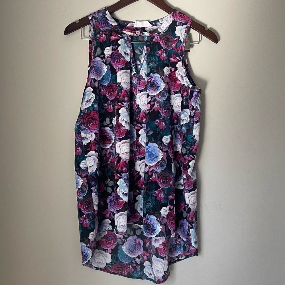 Peach Love | Dark Floral Sleeveless Blouse | Small​